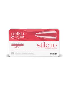 Soft Gel 640CT Clear Full Coverage Tips - Medium Stiletto