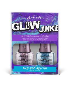 Artistic - Glow Junkie - Glitter Glow Nail Polish - Blue/Purple - Kit