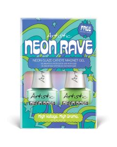 Artistic Neon Rave Glaze Cat-Eye Magnet Gel, Lime Green/Teal Duo 15 mL - 0.5 Fl. Oz. - Box