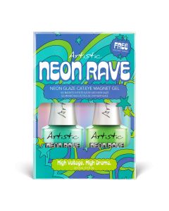 Artistic Neon Rave Glaze Cat-Eye Magnet Gel, Lime Green/Teal Duo 15 mL - 0.5 Fl. Oz. - Box