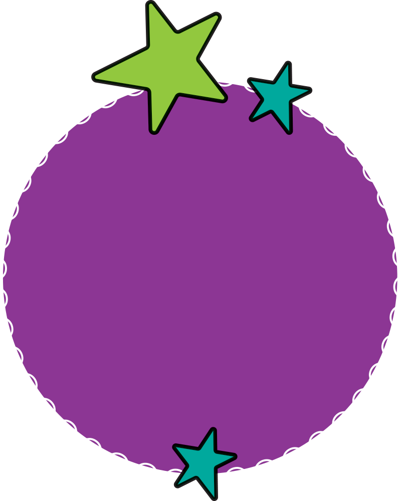 Purple Circle Badge with Stars
